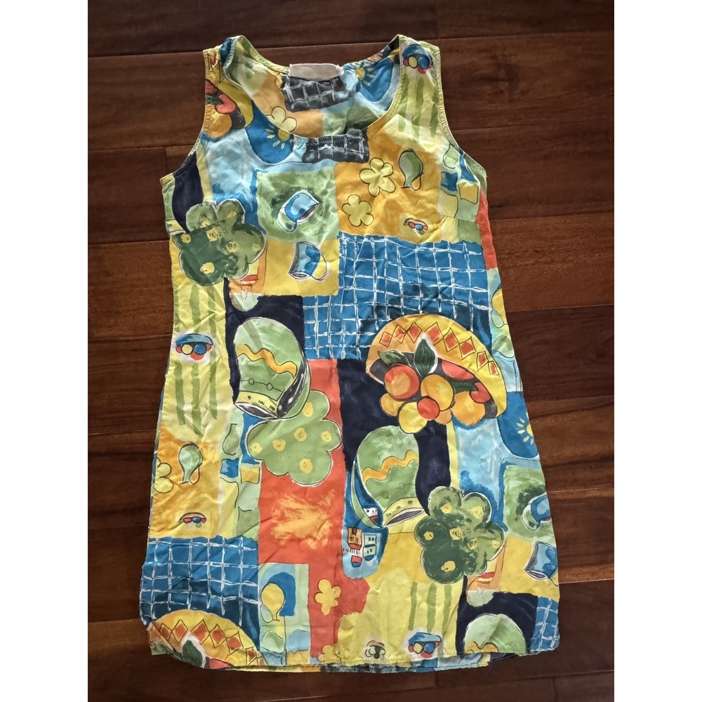 Funky Loco Lindo Artsy Silk Sleeveless Dress Women's Casual Summer Mini